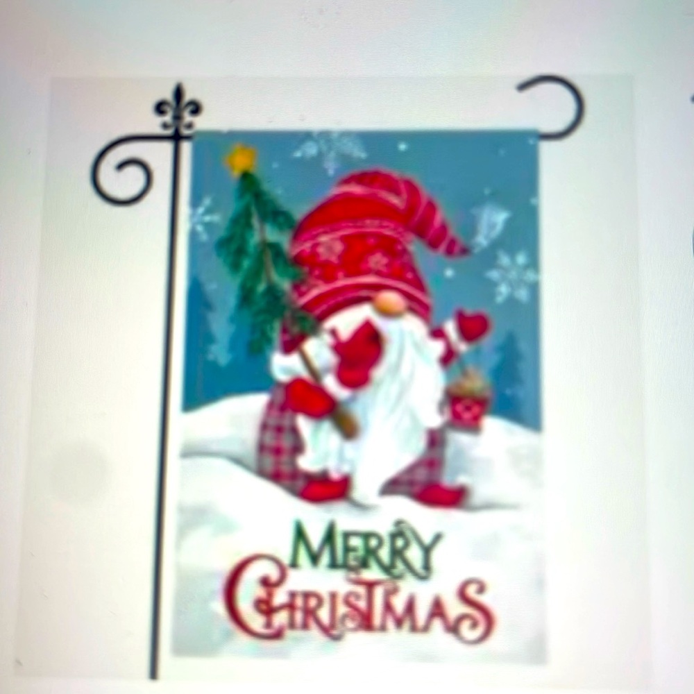 Christmas gnome garden flag